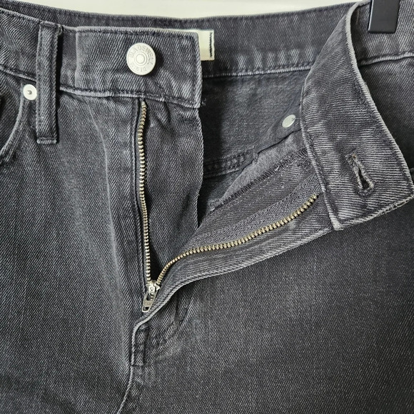 Madewell | Rigid Denim A-Line Mini Skirt in Lunar Wash Cutout Edition - Size 27 - Picture 7 of 11